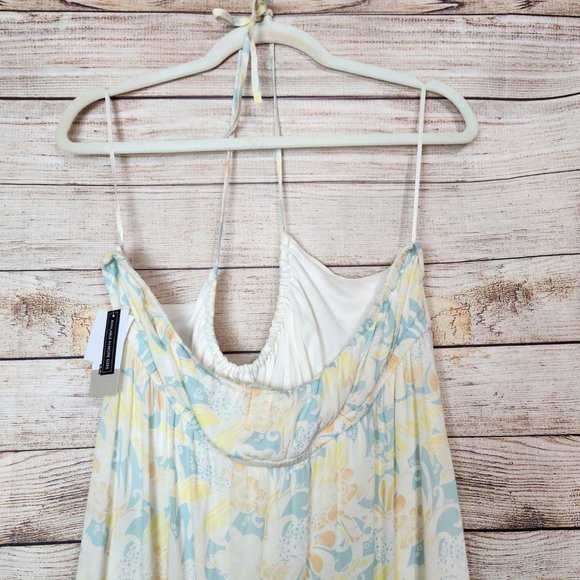 NWT BP Nordstrom Floral Halter Dress  Teal Ivory Zel Floral Size XL - Picture 11 of 14
